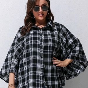 Plus tartan print blouse